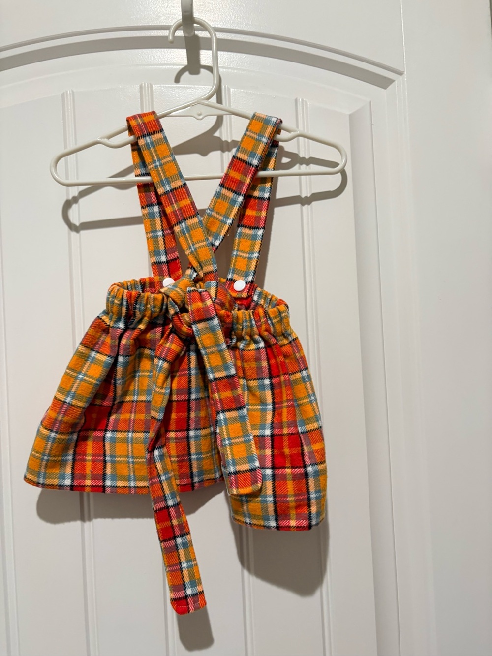 Plaid Suspenders Skirt for Kids in Orange and Red 6-9 months